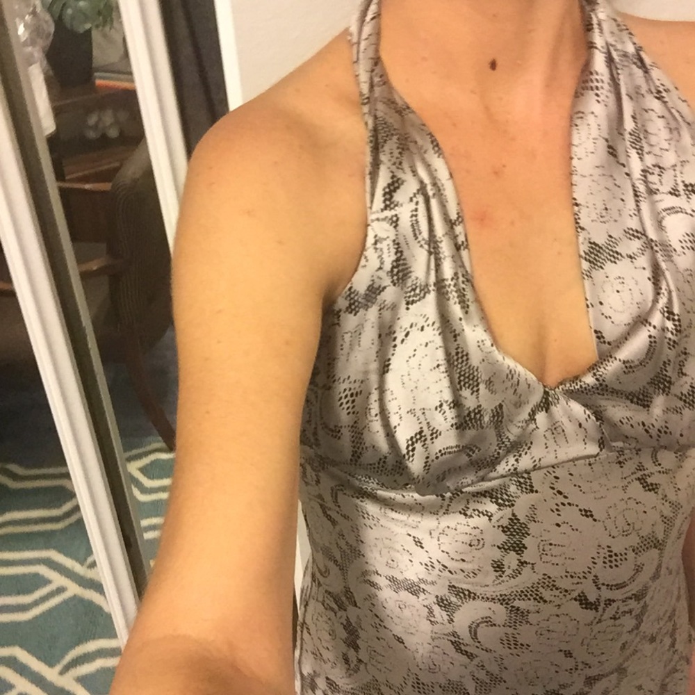 Taupe & Black Halter Top